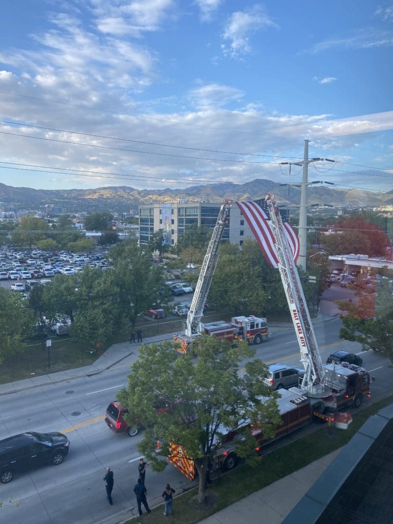 IMG_2147 American flag hanging by ballpark